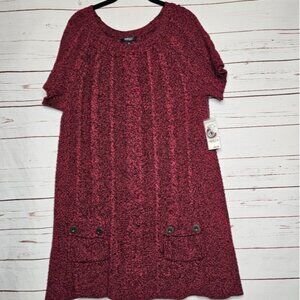 Style & Co. Red and Black Marbled Sweater Dress